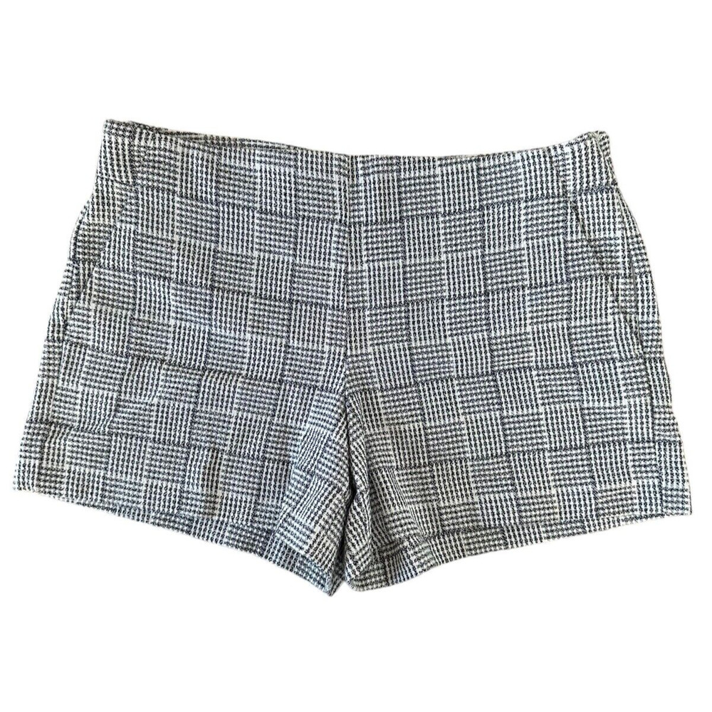 LOFT Women's Plaid Shorts Cotton Blend Side Zipper Size 8 Gray Multi
